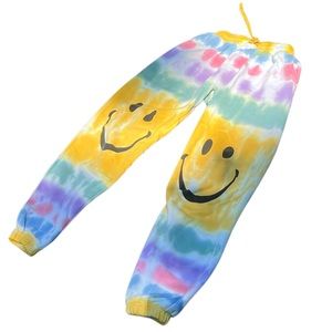 Frame of Mind Clothing Smiley Joggers / Tie Dye Sweatpants / Tie Dye Joggers